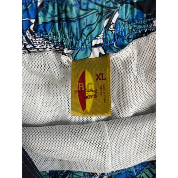 Red Camel Boy's Patterned Swim Trunks XL 10" Inseam Blue Black White Polyester - Picture 5 of 6